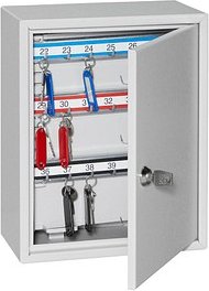 Thumbnail - ISS Ulm Schlüsselkasten lichtgrau mit 84 Haken, Zylinderschloss, 24,0 x 13,0 x 30,5 cm, 1 St.