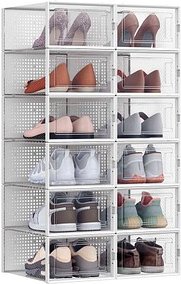 SONGMICS Schuhboxen 9,1 l transparent, weiß 23,0 x 33,3 x 14,0 cm, 12 St.