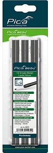 Pica Big Dry Steinnhauer 6055 Bleistiftminen für Zimmermannsbleistift mit Druckmechanismus grau 10H 2,0 - 5,0 mm, 12 St.
