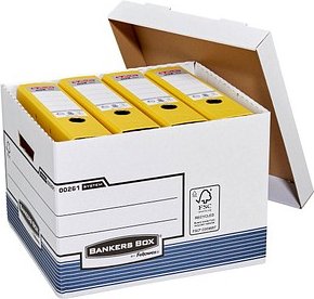 Bankers Box Archivboxen weiß/blau 33,5 x 40,4 x 29,2 cm, 10 St.