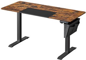 SONGMICS elektrisch höhenverstellbarer Schreibtisch braun rechteckig, C-Fuß-Gestell schwarz 140,0 x 60,0 cm
