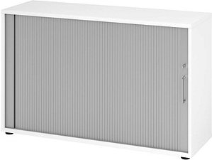 HAMMERBACHER Popular Rollladenschrank weiß, silber 1 Fachboden 120,0 x 40,0 x 74,8 cm