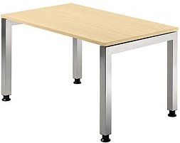 Thumbnail - HAMMERBACHER Prokura höhenverstellbarer Schreibtisch ahorn rechteckig, 4-Fuß-Gestell silber 120,0 x 80,0 cm