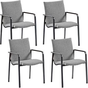 BEST Gartenstühle mit Armlehnen Positano hellgrau, 4 St.