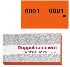 WOLF & APPENZELLER Doppelnummernblöcke 0001-0100, 0101-0200, 0201-0300, 0301-0400, 0401-0500, orange, 5 Blöcke