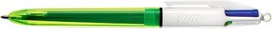 BIC 4-Farben-Kugelschreiber 4 Colours Fluo neongelb, Schreibfarbe: schwarz, blau, rot, neongelb, 1 St.