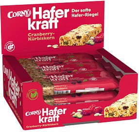 CORNY Haferkraft Cranberry-Kürbiskern Müsliriegel 12 Riegel