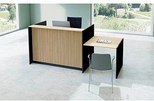 Kerkmann Empfangstheke Marino up & down Für 1 Person mit Besprechungtisch 85,0 x 98,0 cm (BxT), eiche 253,0 x 98,0 x 112...