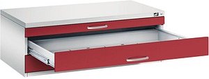 CP 7100 Planschrank lichtgrau, rubinrot 3 Schubladen 110,0 x 76,5 x 42,0 cm, 1 St.