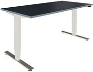 Thumbnail - fm Oldenburg elektrisch höhenverstellbarer Schreibtisch lavagrau rechteckig, T-Fuß-Gestell silber 160,0 x 80,0 cm
