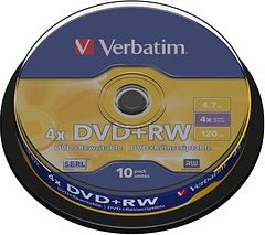 verbatim DVD+RW 4,7 GB wiederbeschreibbar, 10 St.