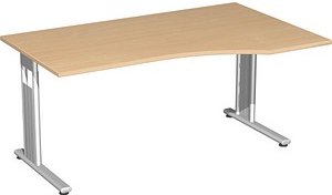 Thumbnail - geramöbel Flex Schreibtisch buche L-Form, C-Fuß-Gestell silber 180,0 x 100,0 cm