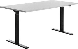 Topstar E-Table elektrisch höhenverstellbarer Schreibtisch lichtgrau rechteckig, T-Fuß-Gestell schwarz 160,0 x 80,0 cm