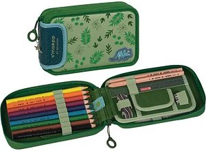 BRUNNEN Federmäppchen befüllt s'maepp Dino Jungle grün 16-teilig, 20,0 x 4,5 cm