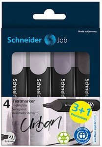 3 + 1 GRATIS: Schneider Job Textmarker farbsortiert, 3 St. + GRATIS 1 St.