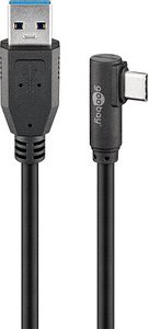 Thumbnail - goobay USB C/USB 3.0 A Kabel 0,5 m schwarz, 1 St.