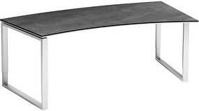 Thumbnail - röhr Imperia höhenverstellbarer Schreibtisch quarzit Trapezform, Kufen-Gestell silber 200,0 x 80,0/100,0 cm