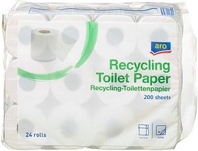 aro Toilettenpapier 2-lagig Recyclingpapier, 24 Rollen