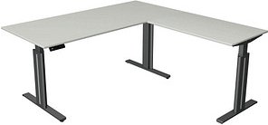 Thumbnail - Kerkmann Move 3 elegant elektrisch höhenverstellbarer Schreibtisch lichtgrau L-Form, T-Fuß-Gestell grau 180,0 x 180,0 cm
