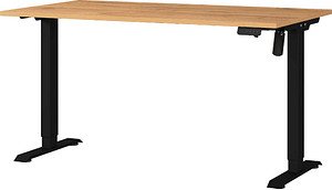 GERMANIA Profi 3.0 höhenverstellbarer Schreibtisch grandson-eiche rechteckig, T-Fuß-Gestell schwarz 140,0 x 80,0 cm