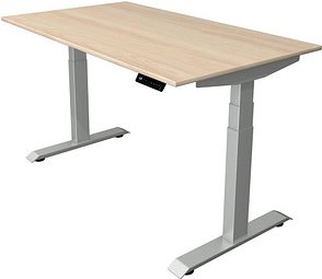Thumbnail - Kerkmann Move 4 elektrisch höhenverstellbarer Schreibtisch ahorn rechteckig, T-Fuß-Gestell silber 140,0 x 80,0 cm