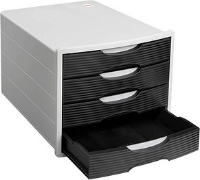 Printus Schubladenbox schwarz 1001-P-31, DIN A4 mit 4 Schubladen