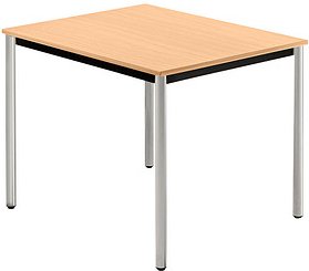 HAMMERBACHER Konferenztisch VDR08 buche quadratisch, Rundrohr chrom, 80,0 x 80,0 x 72,0 cm