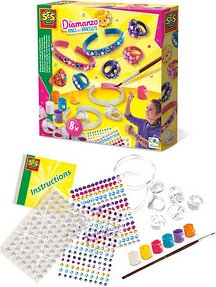 SES Creative® Schmuck-Basteln-Set Diamanzo Ringe&Armbänder mehrfarbig