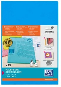25 OXFORD Sichthüllen DIN A4 blau glatt 0,15 mm