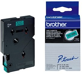 Thumbnail - brother Schriftband TC-701 TC701, 12 mm schwarz auf grün