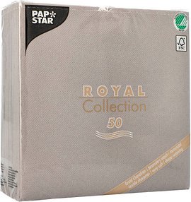 PAPSTAR Servietten grau 3-lagig 40,0 x 40,0 cm, 50 St.