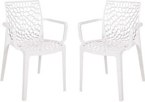 Garden Pleasure Gartenstühle mit Armlehnen CALVERA weiß, 2 St.
