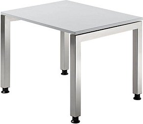 HAMMERBACHER JS08 höhenverstellbarer Schreibtisch lichtgrau rechteckig, 4-Fuß-Gestell silber 80,0 x 80,0 cm