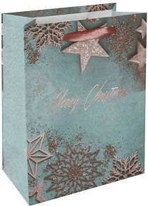 5 SIGEL Geschenktüten Glamorous Christmas blau 18,0 x 23,0 cm
