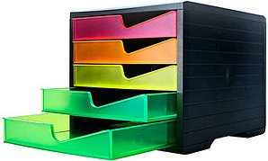 Thumbnail - styro Schubladenbox styroswingbox NEONline neon multi-color 275-8430.2691, DIN A4 mit 5 Schubladen