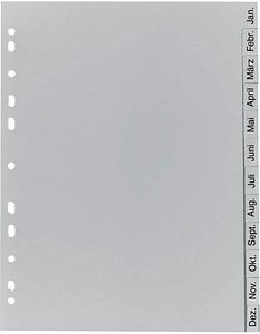 Exacompta Ordnerregister DIN A4 Vollformat Jan.-Dez. grau 12-teilig, 1 Satz