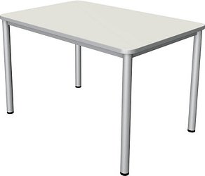 Kerkmann Prime Schreibtisch weiß rechteckig, 4-Fuß-Gestell silber 120,0 x 80,0 cm