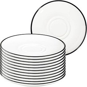 Thumbnail - ID Fine Untertassen Modest Black Lona weiß Ø 16,0 cm, 12 St.