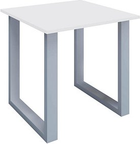 Thumbnail - VCM my office Lona Schreibtisch weiß quadratisch, U-Fuß-Gestell silber 80,0 x 80,0 cm