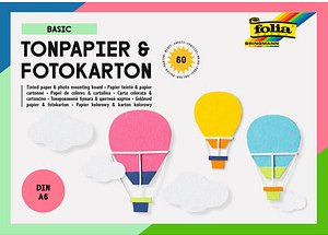 folia Tonpapier Block Basic farbsortiert 130/300 g/qm 60 St.