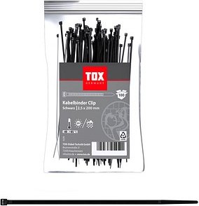 TOX Kabelbinder Clip schwarz 200,0 mm x 2,5 mm, 100 St.