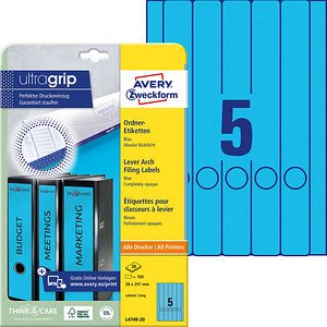 Thumbnail - 100 AVERY Zweckform Ordneretiketten L4749-20 blau