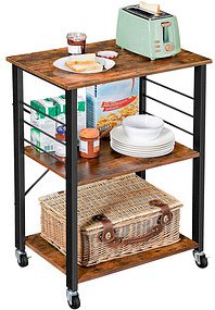 VASAGLE Servierwagen braun, schwarz 60,0 x 40,0 x 89,0 cm