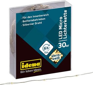 Idena 30er Micro LED Lichterkette silber 3,2 m, 1 St.