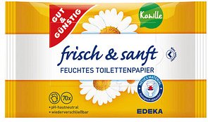 GUT&GÜNSTIG Feuchtes Toilettenpapier frisch & sanft Kamille 1-lagig, 2x 70 Tücher