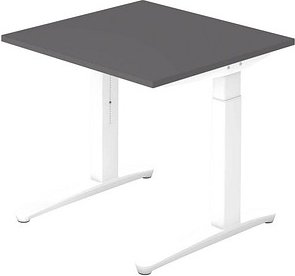 Thumbnail - HAMMERBACHER VXB08 höhenverstellbarer Schreibtisch grafit quadratisch, C-Fuß-Gestell weiß 80,0 x 80,0 cm