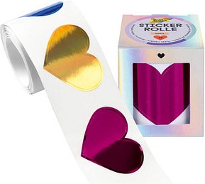 folia Aufkleber Hearts Herzen, pink/gold/blau, 48 St.