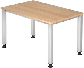 Thumbnail - HAMMERBACHER Akandia höhenverstellbarer Schreibtisch eiche rechteckig, 4-Fuß-Gestell silber 120,0 x 80,0 cm