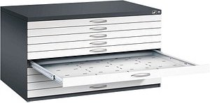 Planschrank aus Stahl, für Formate bis DIN A0, 10 Schubladen