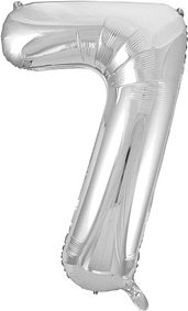 Idena Folienballon Zahl 7 silber, 1 St.